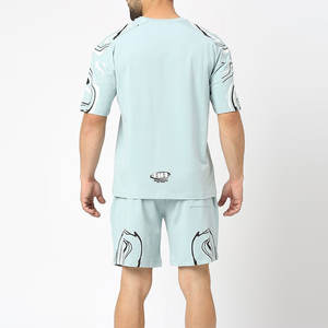 Outdoor Wear Best Article Printed <b>T</b>-<b>Shirt</b> <b>Shorts</b> <b>Set</b> Breathable Lightweight Stand Collar <b>Shirt</b> & <b>Shorts</b> <b>Set</b> for <b>Men</b> - Product Image 3