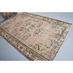 Vintage Large Rug, 5.7x8.4 ft Turkish Rug, <b>Red</b> Ikat <b>Wool</b> Rug - Product Image 1