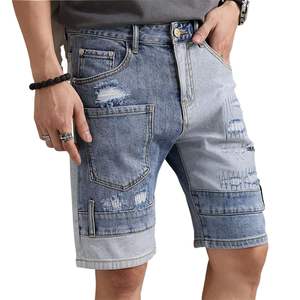 Pantalones cortos de mezclilla de moda transpirables ligeros de verano informales de algodón de cintura alta para hombres lavados con estilo de lujo - Product Image 3