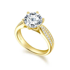 Bague de fiançailles double rangée en argent sterling S925 avec moissanite de 2 carats et 8 mm, cadeau classique, mode féminine, alliance de luxe éternelle - Product Image 5