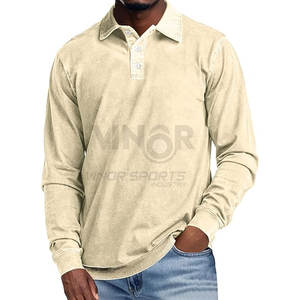 Camiseta Polo Clásica Ligera de Manga Larga Estilo Vintage con Manga a Rayas, Personalización de Marca OEM y Venta al Por Mayor - Product Image 1