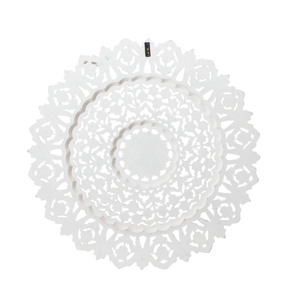 Prix d'usine Décoration murale ronde blanche ornementale traditionnelle Oeuvre en bois massif Technique personnalisée fabriquée en Inde - Product Image 5