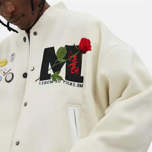 Chaqueta Bomber de Béisbol Personalizada con Bordado para Hombre, Cuello Alto, Estilo Urbano, Chaqueta de Invierno Ecológica con Logotipo Frontal - Product Image 6