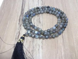 Venta al por mayor labradorita Mala collar 108 cuentas de piedras preciosas naturales meditación oración cuentas borlas clásicas Yoga joyería proveedor - Product Image 3
