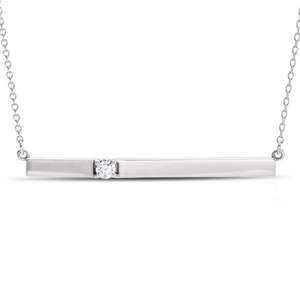 Collar de Barra Horizontal con Diamantes en Oro Blanco de 14k, 0.10ct - Product Image 1