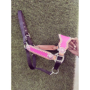 Selle Western personnalisée cheval licou Durable Nylon laiton acier PVC sangle tête de cheval collier cheval licou matériel boucles - Product Image 4