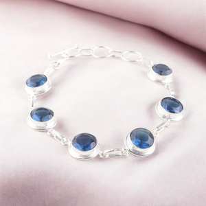 Pulsera de Topacio Azul Londres, Juego de Dijes de Plata de Ley Hechos a Mano, Joyería de Circonio, Lujosa y Elegante para Mujer, Regalo - Product Image 5