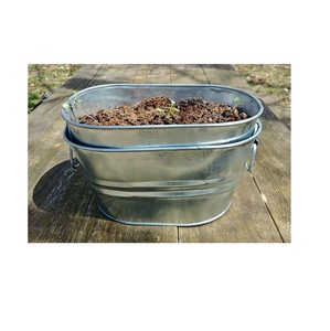 galvanized <b>Planters</b> Plant <b>Large</b> Plant Pot with handle Outdoor <b>Large</b> Different Shapes Wholesale Galvanized Metal <b>Planter</b> - Product Image 4