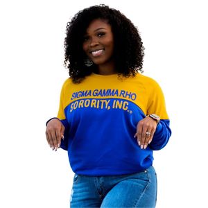 Sudadera de bloque de Color dorado Azul Real, Unisex Jersey de algodón, atuendo escolar de estilo de vida griego, elementos esenciales de uso diario - Product Image 2