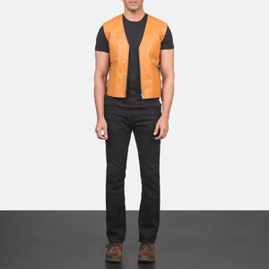 Nouveauté : Gilet en cuir noir pour homme, design personnalisé, imprimé, respirant, hiver, couleur et logo personnalisables - Product Image 3