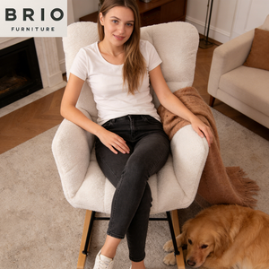 En İyi Sallanan Sandalye Bebek Odası Peluş Döşemeli Bebek Yumuşak Sallanan Sandalye Küçük Alanlar İç Mekan Rahat Sherpa Kompakt Emzirme Sandalyeleri - Product Image 4