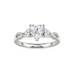 Jeulia Custom Infinity Twist Heart Diamond <b>Ring</b>-Rhodium Plated Fashion Engagement <b>Ring</b> - Product Image 3