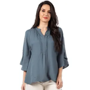 Женская рубашка и блузка, модная рубашка из вискозы, с длинным рукавом, с цифровым принтом, с воротником-стойкой, женская блузка, 2023