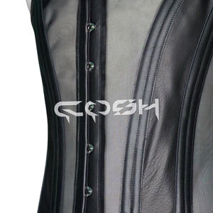 Gilet Corset Homme en Maille Transparente et Cuir - Gilet Gothique Vintage pour Tenue de Soirée - Product Image 3