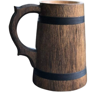 แก้วเบียร์ไม้แฮนด์เมดเป็นมิตรกับสิ่งแวดล้อมถ้วยไม้แกะสลักธรรมชาติแก้วดื่มเบียร์ชากาแฟแบบชนบท - Product Image 1