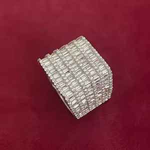 Luxe Vintage 925 Sterling Silver Hip Hop Baguette Moissanite Diamant Bijoux pour Fiançailles De Mariage ou Cadeau De Fête - Product Image 3