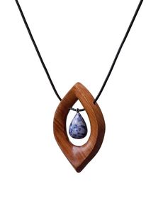 HECHO A MANO BOHO TRIBAL SONO COLLARES DE MADERA PARA MUJERES HOMBRES Cordón ajustable grande natural con forma de amantes Joyería de madera - Product Image 5