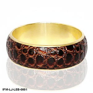 Genuine Leather and Brass Bangle Handcrafted <b>Croc</b>-Embossed Statement Bracelet Luxury Brown Leather <b>Jewelry</b> for Women - Product Image 4