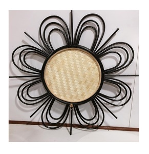 Espejo de ratán hecho a mano para decoración del hogar, material Natural, redondo, 99GD - Product Image 2