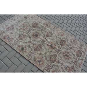 พรมตุรกีวินเทจคลาสสิกสีเบจ3.7 x 6.5ft ขนแกะเย็บปะติดปะต่อออกแบบยางรองหลังสำหรับโถงข้างเตียงทรงสี่เหลี่ยมผืนผ้า - Product Image 4