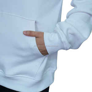 Sweat-shirt à capuche oversize décontracté pour homme, blanc, 100% coton, léger, avec motif DDP pour un usage quotidien - Product Image 4