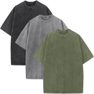 Vintage Boxy Shirt Distressed 100% Coton Ras Du Cou T-Shirt Acid Washed Tee Personnalisé Hommes Street Hip Hop Wear - Product Image 4