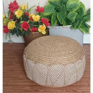 Poufs de hall extérieur européens et américains modernes Pouf en jute Tabouret en tricot à une poignée pour chambre à coucher et hôpital - Product Image 4
