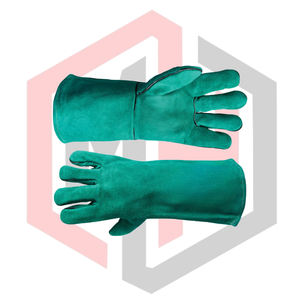 Gants de soudage en matériau personnalisé vert, tricot épais de 7 oz, poignet sans poudre, résistant aux déchirures, pour soudeurs TIG MIG Stick, résistant à la chaleur - Product Image 6