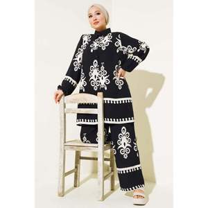 Ensemble 2 Pièces Ethnique Viscose à Motifs Noir - Product Image 3
