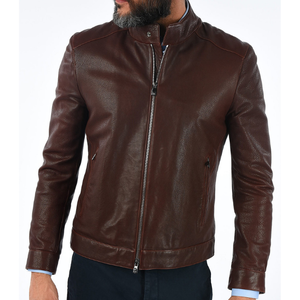 Fully Customized <b>Men</b> <b>Leather</b> <b>Jacket</b> with Stand Collar and Front Logo Eco-Friendly & Waterproof Unique Style Price - Product Image 1