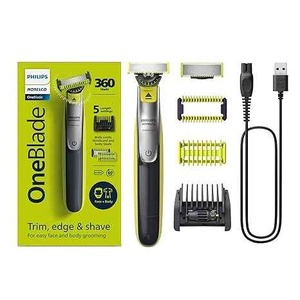 Afeitadora y recortadora de barba eléctrica híbrida Philips Norelco OneBlade 360 con peine de rastrojo facial 5 en 1 - Product Image 3