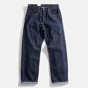 Automne décontracté haute qualité 100% coton hommes jean poids lourd global Denim pantalon droit fermeture éclair respirant un lavage coupe ample - Product Image 1