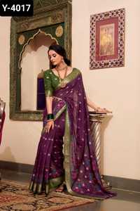 Trendy Women <b>Wedding</b> and Festival Function Wear Saree Collections for Women Low Price Kalamkari Print Poly Cotton Saree Blouse - Product Image 4