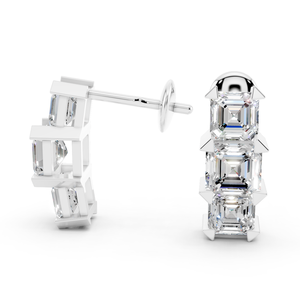 Pendientes de diamantes cultivados en laboratorio corte Asscher personalizados al por mayor, joyería fina chapada en oro blanco, varios tamaños para mujer - Product Image 4