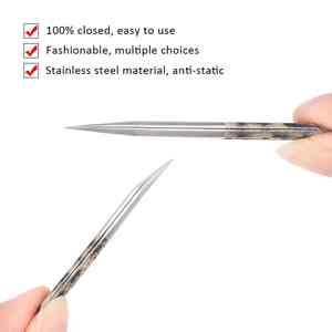 แหนบปลายงอสำหรับต่อขนตา, แหนบสเตนเลสกันไฟฟ้าสถิตที่ไม่ใช่แม่เหล็กแข็งมากมีความแม่นยำสูง - Product Image 3