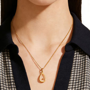 Collier ovale tendance en acier inoxydable plaqué or véritable avec graines de moutarde, bijou personnalisé d'encouragement et de foi, résistant au ternissement - Product Image 5