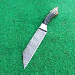 Couteau de chef en acier Damas fait à la main personnalisé manche en bois et résine couteau de chef de cuisine tranchant avec étui en cuir - Product Image 6