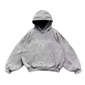 Sudadera con Capucha Corta Estilo Vintage Lavada al Ácido Personalizada Unisex 100% Algodón Sudadera Prolmer con Estampado Serigrafiado Estilo Urbano - Product Image 2