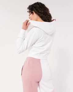 Conjuntos de sudadera informal de dos piezas con cuello redondo y pantalones de chándal con cordón para mujer, trajes con capucha de longitud corta - Product Image 4