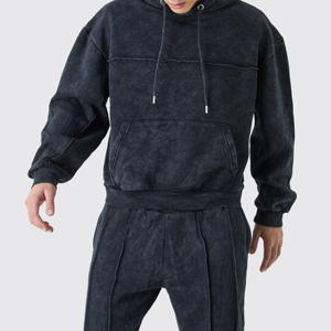 Survêtement décontracté à capuche pour homme, imprimé et uni, poids lourd, 100 % coton, design personnalisé, vente en gros, best-seller 2025 - Product Image 4