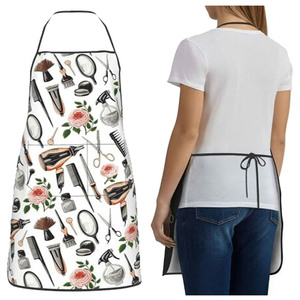 Tablier à bavette avec logo personnalisé sans poches Tabliers de serveur longs pour femmes et hommes Tissu et polyester pour les salons de coiffure - Product Image 5