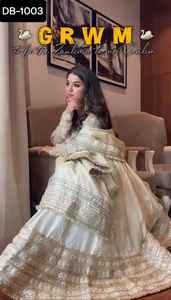 Dernières robes Anarkali pour femmes en chinon avec broderie, travail de séquence de codage, design pour les robes de mariage, vêtements indiens - Product Image 5