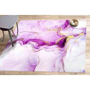 Tapis en marbre violet et or : design abstrait scintillant, tapis doux non tissé - Product Image 2