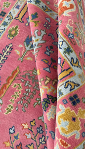 Alfombra bordada rosa fuerte con diseño de árbol y flor intrincado tejido a mano para el hogar, decoración alta, alfombra elegante para sala de estar, dormitorio - Product Image 5