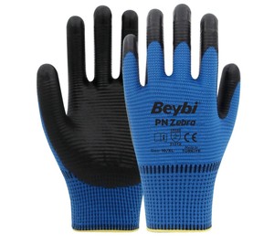 Guantes de nitrilo de punto de poliéster PN Zebra, guantes de trabajo recubiertos de 1/2, hilo de poliéster tejido, medio revestimiento de nitrilo, protección para manos y brazos - Product Image 1