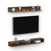 Meuble TV mural en bois Kunsua au design moderne avec étagères pour livres et décoration, unité de rangement pour chambre et salon, jusqu'à 55 pouces