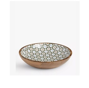 Ensaladera de madera de mango con diseño impreso personalizable, esmalte transparente blanco, uso desechable multiusos decorativo - Product Image 6