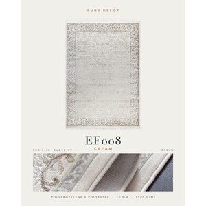 พรมโพลีโพรพิลีนและโพลีเอสเตอร์ขายส่ง EFSUN EF008 สีครีม ผลิตด้วยเครื่องจักร พรมตุรกีสำหรับห้องนั่งเล่น โครงการโรงแรม - Product Image 2