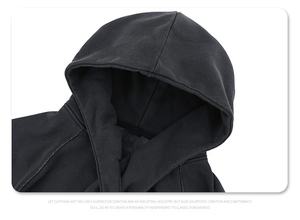 Sudadera con capucha con lazo cruzado de Hip Hop suelta de Color sólido de lavado pesado de calle europea y americana - Product Image 5