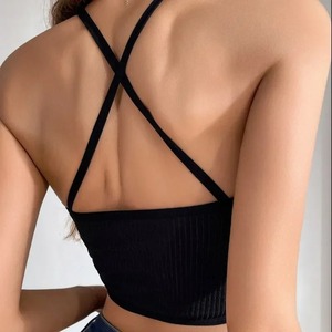 เสื้อครอปสีทึบวินเทจชุดชั้นในเสื้อกล้ามคอวีไร้รอยต่อสำหรับผู้หญิงชุดชั้นในดันทรงเสื้อครอปเซ็กซี่เสื้อสายเดี่ยวเสื้อกีฬาฤดูร้อน - Product Image 4